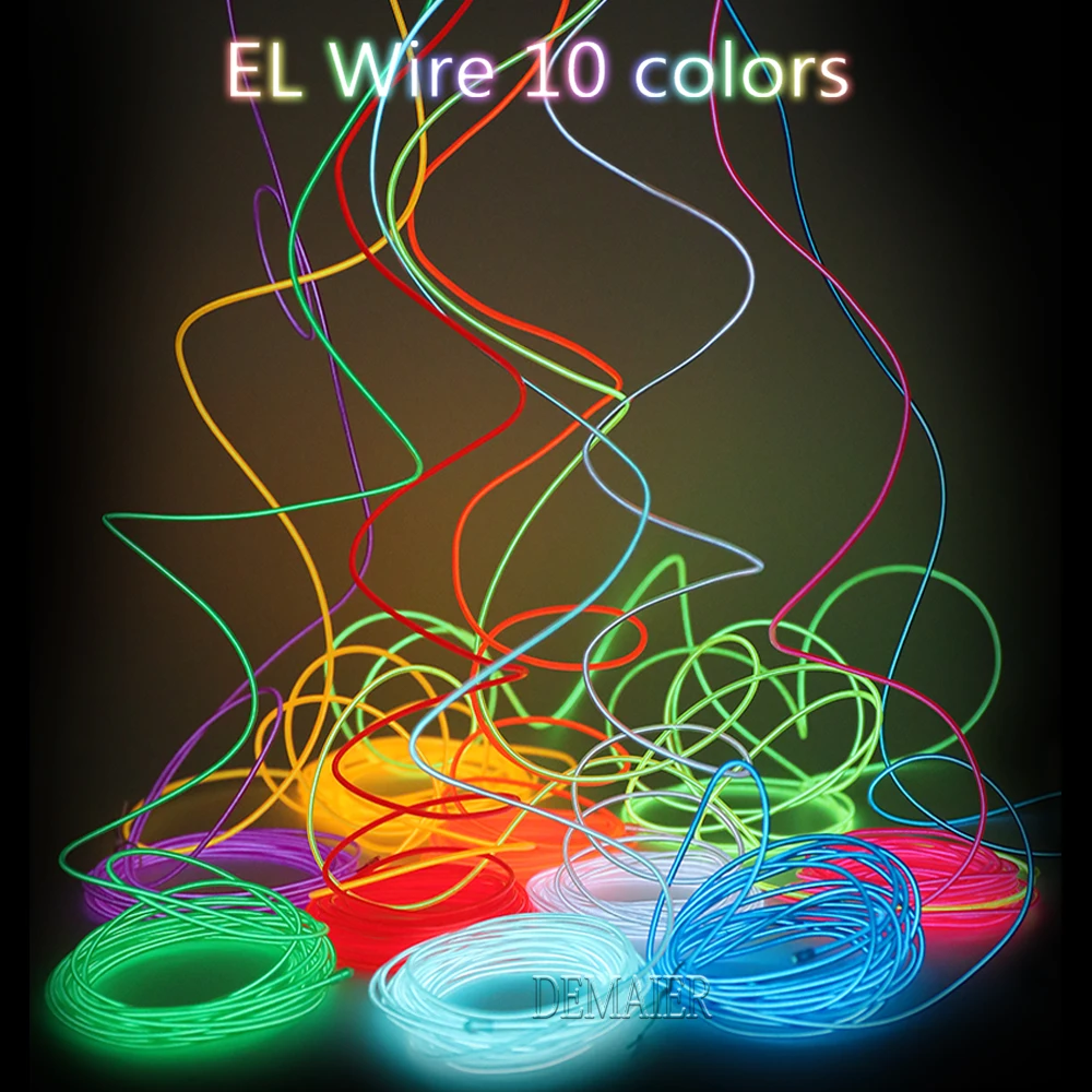 Controlador de luz de neón Flexible, cable el, 2m, 3m, 5m, 3V, controlador AA