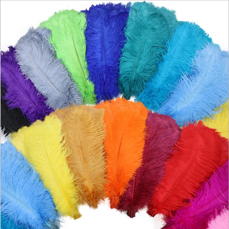 10pcs natural dyed fluffy soft ostrich feather for craft DIY needlework feathers jewelry making dress wedding decoration 25-30cm