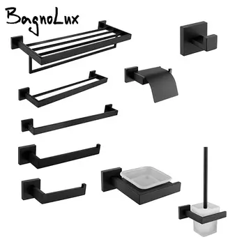 霧面黑浴室配件組 壁掛式不銹鋼衣鉤 衛生紙架 毛巾桿 廚房五金 10 最佳銷售 浴室配件套裝 - №10