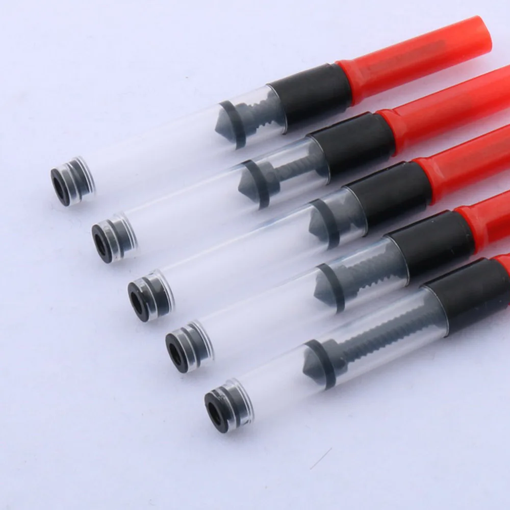 5pc Red Office 3.4MM Big Hole Plastic Fountain Pen Ink Refill Filling Converter