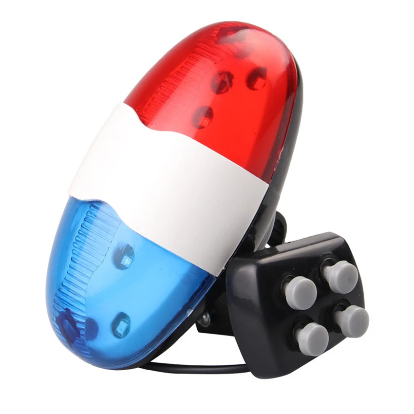 

Bicycle Police Sound Light, Bike LED Light Electric Horn Siren Horn Bell, LED Light 4 Sounds Trumpet, Warning Safety Light