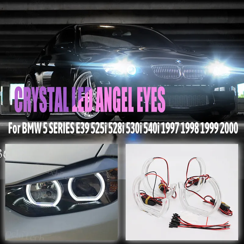 

DRL Cut Style LED Angel Eyes Kit Day Light Белый Кристалл Angel Eyes DTM Стиль для BMW 5 SERIES E39 1997 1998 1999 2000