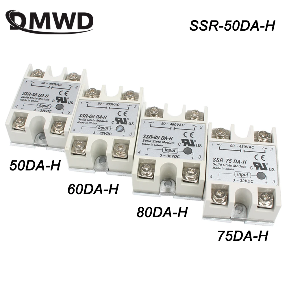 solid state relay SSR-50DA-H 50A 80 ~ 250 V  DC TO 90 - 480 V AC SSR 50DA 60DA75DA 80DA H relay solid state Resistance Regulator