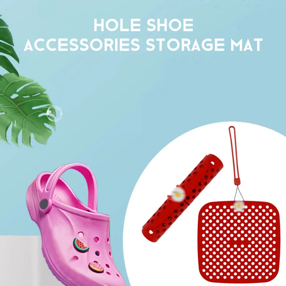 Portable Icon Shoes Charms Storage Mat For DIY Croc Accessories Nurse Hole Slipper Decoration Storage Net Bag Can Roll Up