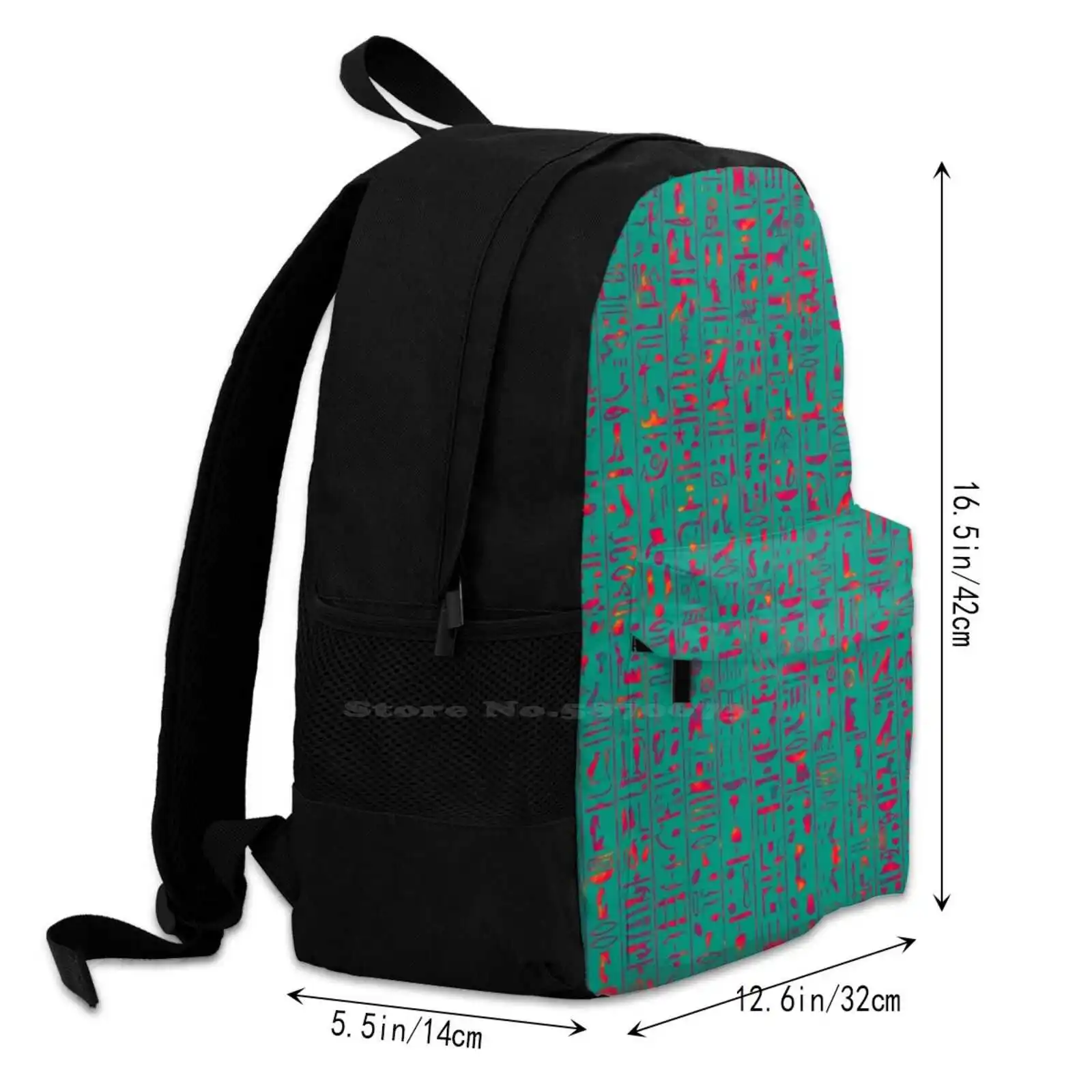 Hieroglyphics Hot 3d Print Design Backpack Casual Bag Egypt Egyptian Hieroglyphic Hieroglyphics Ancient Vintage Old Carving image 3