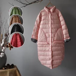 SEDUTMO-Chaqueta larga de plumón de pato para mujer, parka ultraligera y fina de gran tamaño con bolsillo, ED1470, Otoño e Invierno