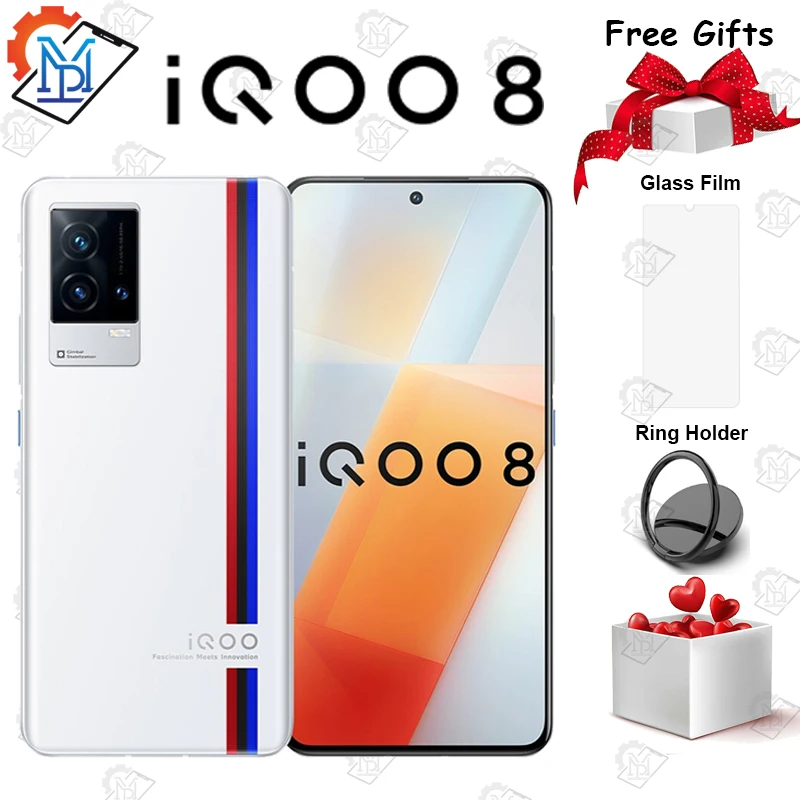 

New Arrival Vivo IQOO 8 5G Mobile Phone 6.56 Inch AMOLED 120Hz Screen 8GB+128GB Snapdragon 888 Fast Charging 120W Smartphone