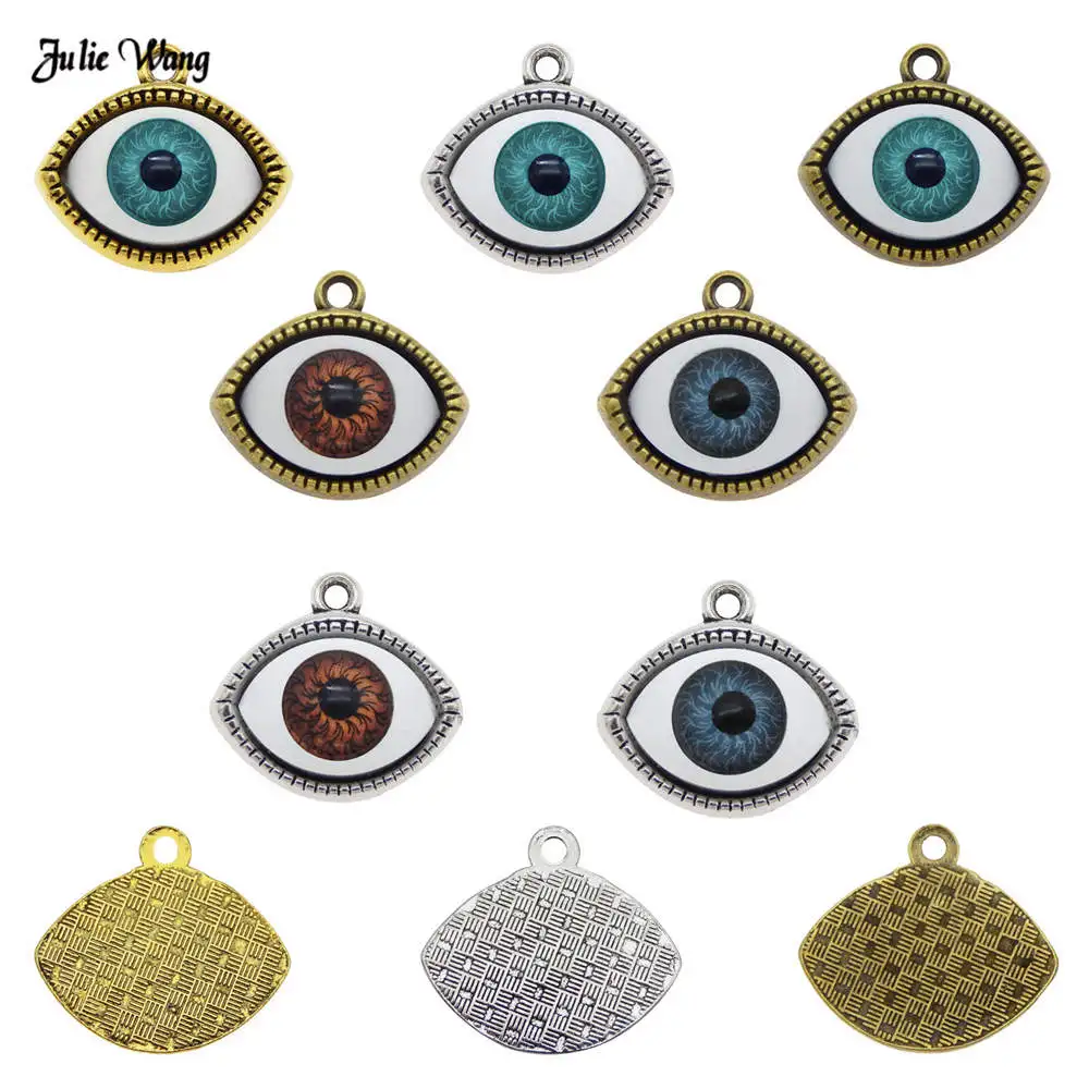 7pcs Demon Eyes 3D Evil Eye Pendant Alloy Charms For Women Necklace Bracelet Earrings Jewelry DIY Accessory