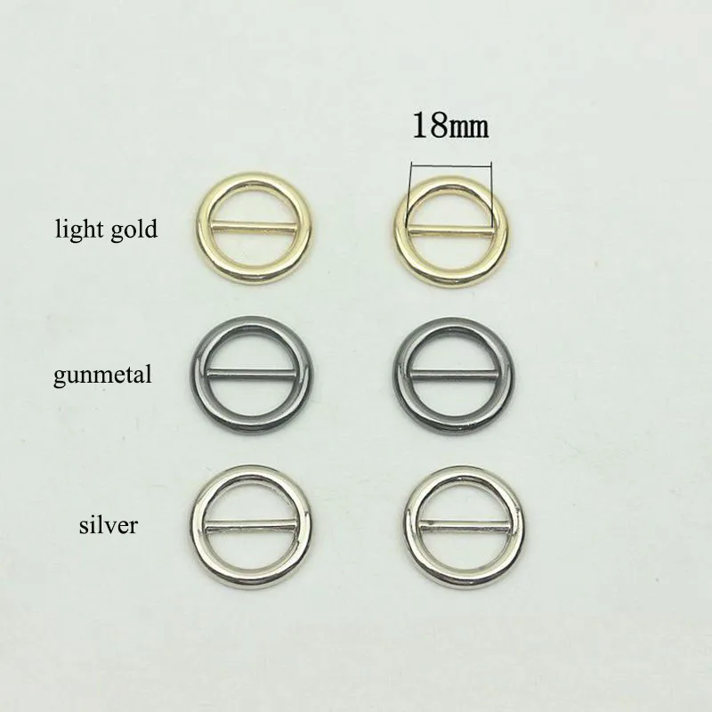 30Pcs 18mm Metal Round Tri-glide Buckles Scarf Slider for Waist Belt Buckle Decoration Hardware Supply Mixed Color