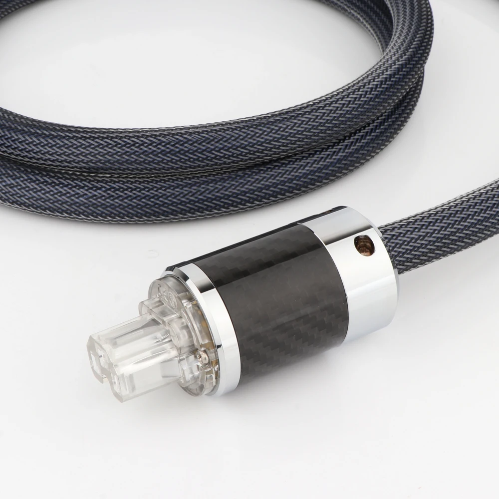 Kabel Daya Hifi kabel daya dengan serat karbon berlapis Rhodium EU/AU/US Plug AC kabel utama untuk Amplifier Subwoofer