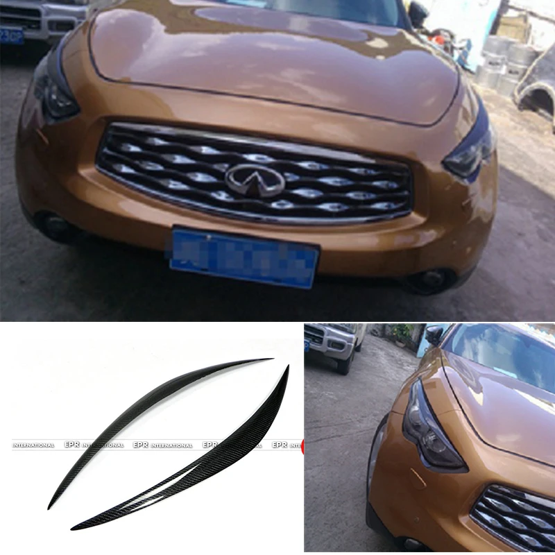 Car Styling For Infiniti 2009-2013 FX 35 37 50 Carbon Fiber Front Headlight Lamp hoods Eyebrow Eyelid Eye Lid Bodykits Drift