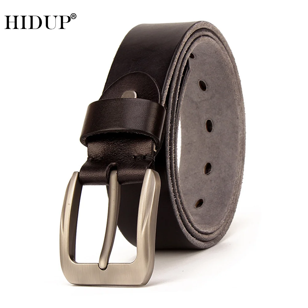 HIDUP Mens Top Quality Cow Skin Retro Pin Buckle Belt Design Cowhide Leather Belts Adjustable Men Accessories 3.8cm Width NWJ899