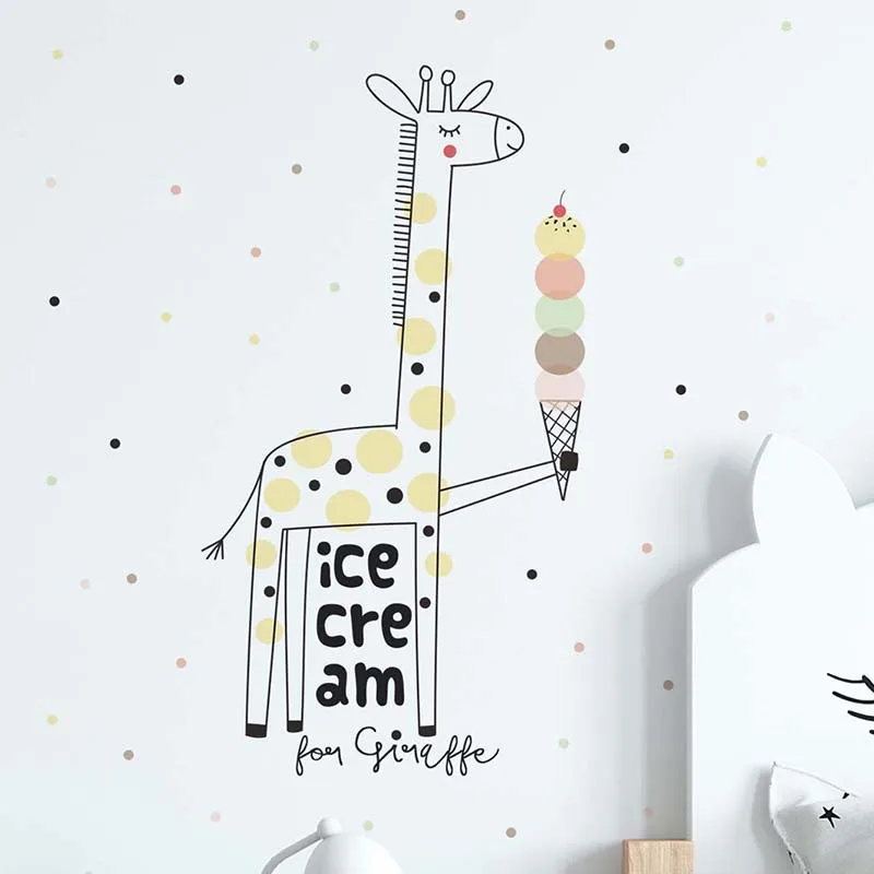 

Cartoon Ice Cream Giraffe Wall Sticker Kids Room Background Decor Wallpaper Baby Bedroom Decoration Nursery Removable Home Mural