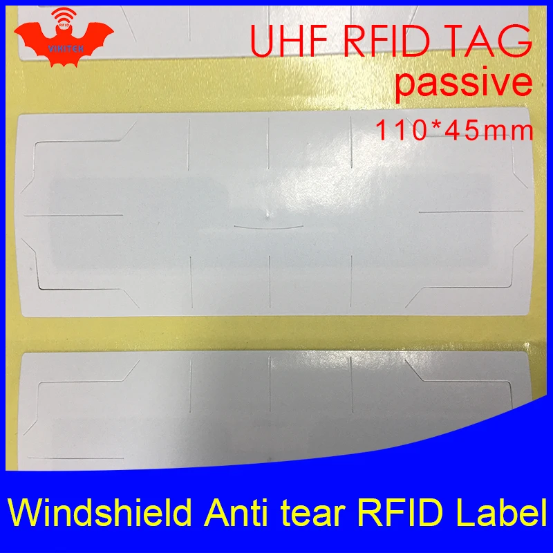 Etiqueta RFID UHF pegatina para parabrisas de vehículo EPC 6C 915m 868m 860-960M Alien Higgs3 anti-desgarro adhesivo pasivo imprimible etiqueta RFID