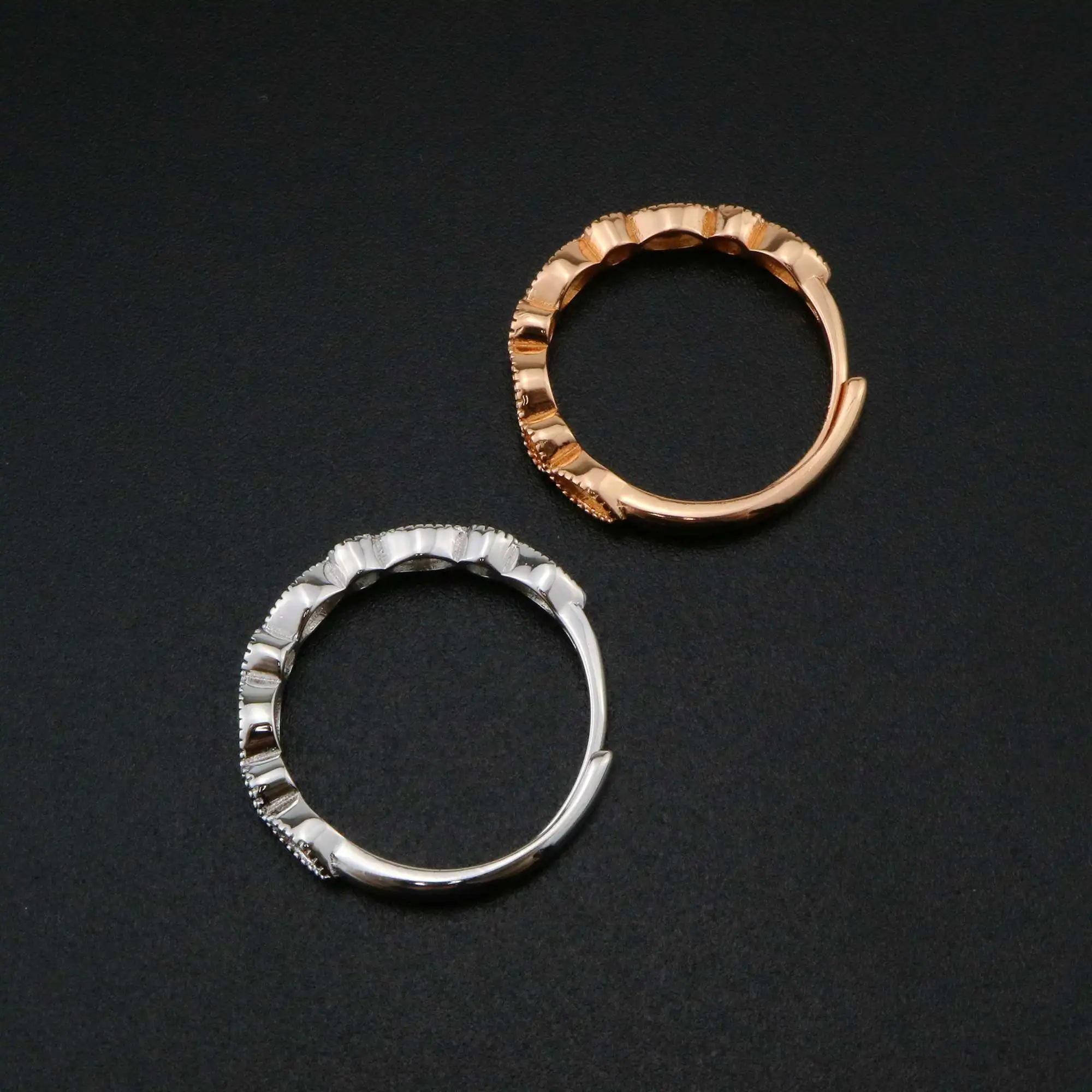 1Pcs Keepsake Mother Milk Resin Ring Settings Solid 925 Sterling Silver Rose Gold Plated  2x4MM Marquise 2mm Round 1294220