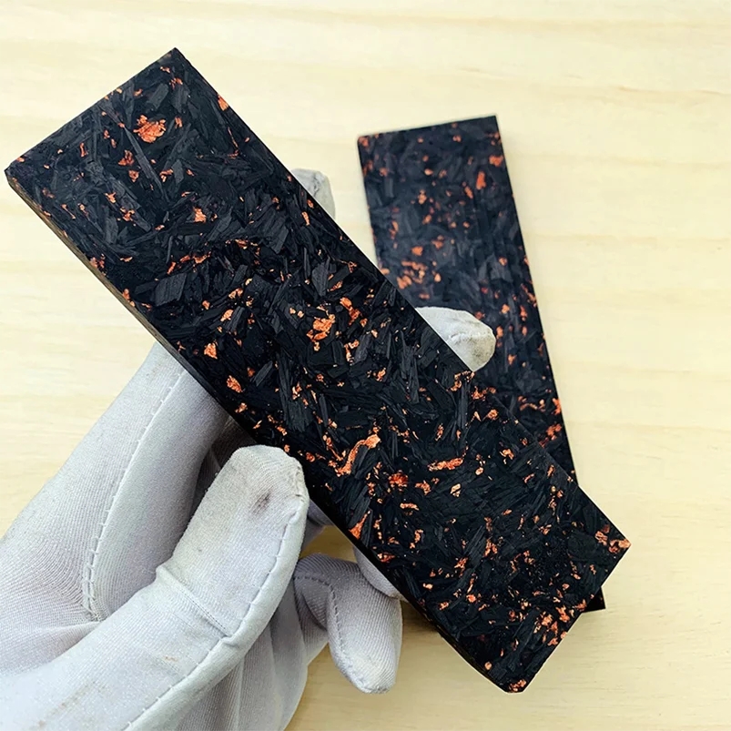 New 1 Piece Marbled CF Carbon Fiber Marble Black Resin Board for DIY Knife Handle Material Copper Powder Compression Patch Plate