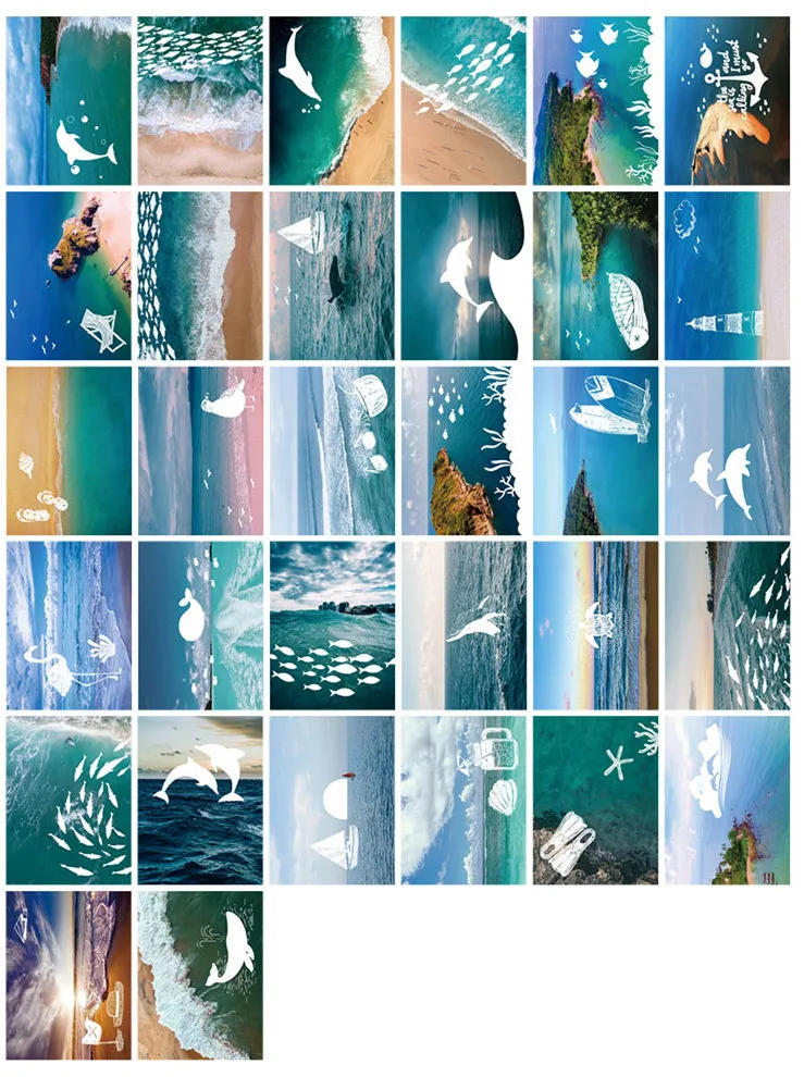 32Sheets/Set across the ocean to see you luminous series Postcard/Greeting Card/Message Card/Birthday Letter Envelope Gift Card