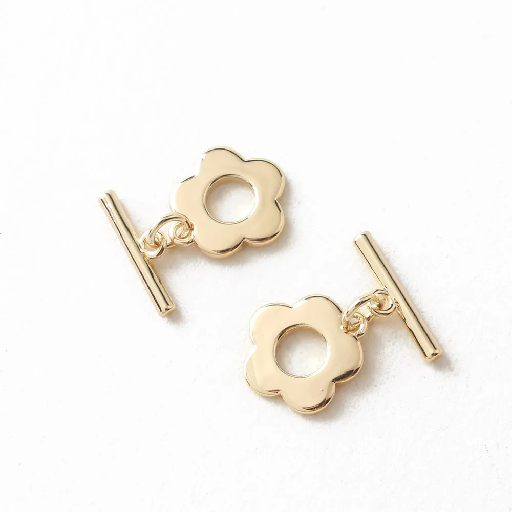 

4 шт. цветок Форма Ot Кнопка 18K позолоченные для браслетов и ожерелий DIY, иных ювелирные изделия ручной работы Материал аксессуары