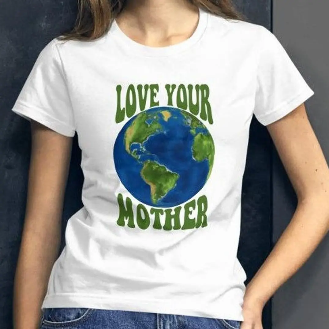 Love Your Mother Earth Harajuku Top Women T-shirt Casual Ladies Basic O-collar Short Sleeved Women T-shirt Girl,Drop Ship