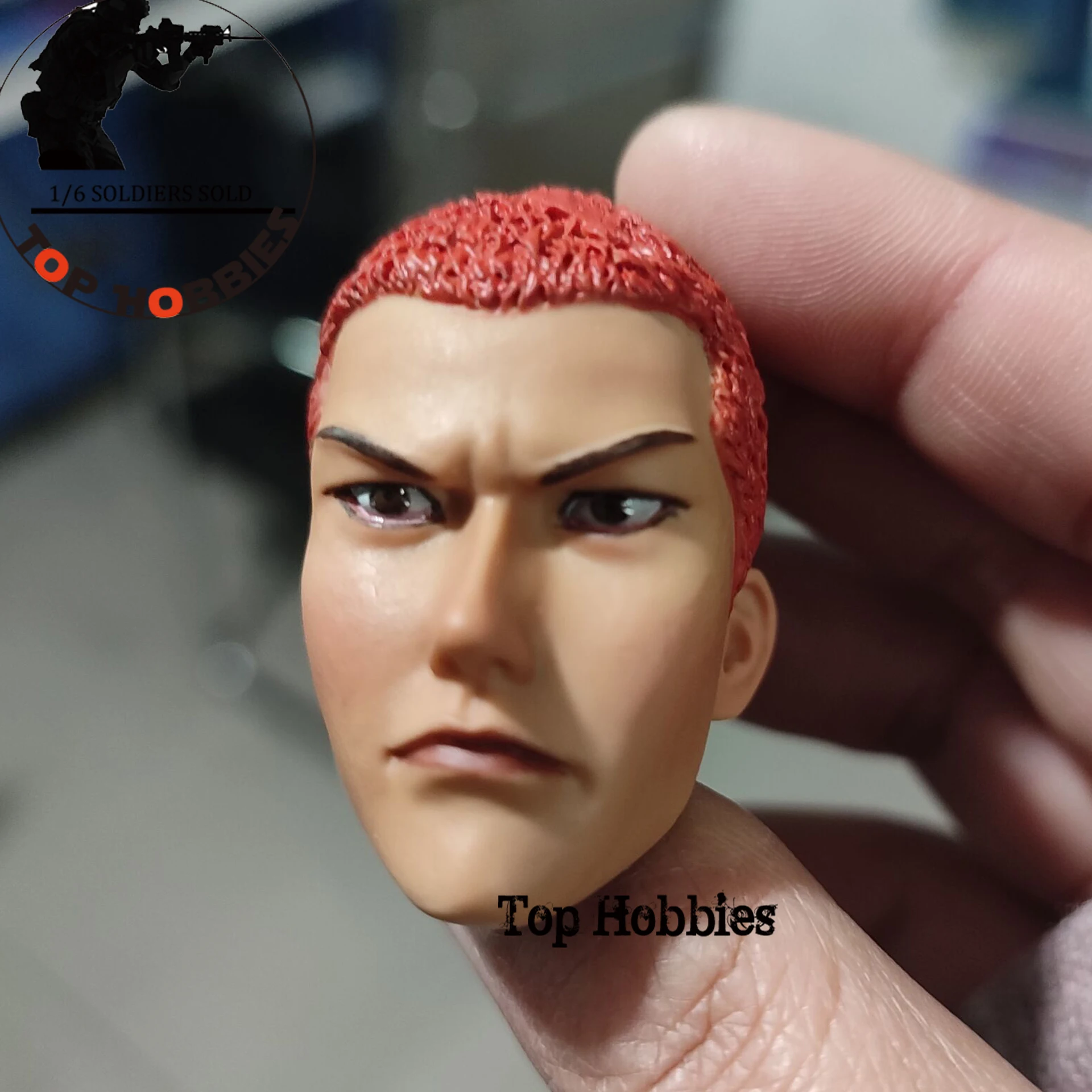 1/6 Scale Action Figure Korea Handicrafts 1/6 KUMIK Handsome Head Sculpted Angry Head Sculpture Red Hair For 12