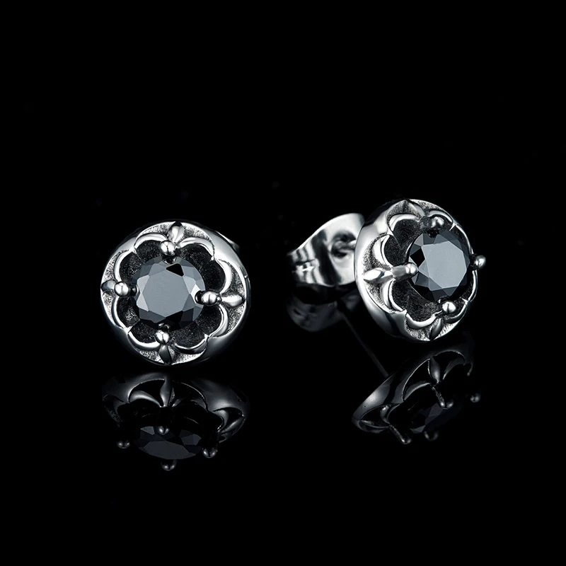 New Classic stainless steel men Ear studs  sunshine boy personality Ear Jewelry Round shape Zircon Earring For male Holiday gift