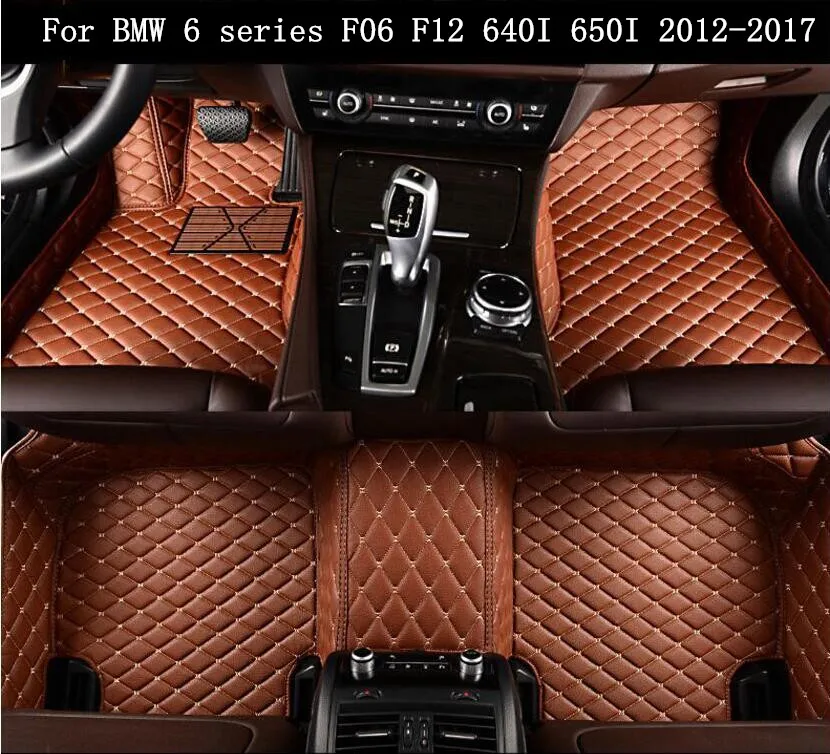 Car 3D Luxury Leather Car Floor Mats Fits For 12-17 BMW 6 series F06 F12 640I 650I 2 Door 2012-2017 EMS Free shipping