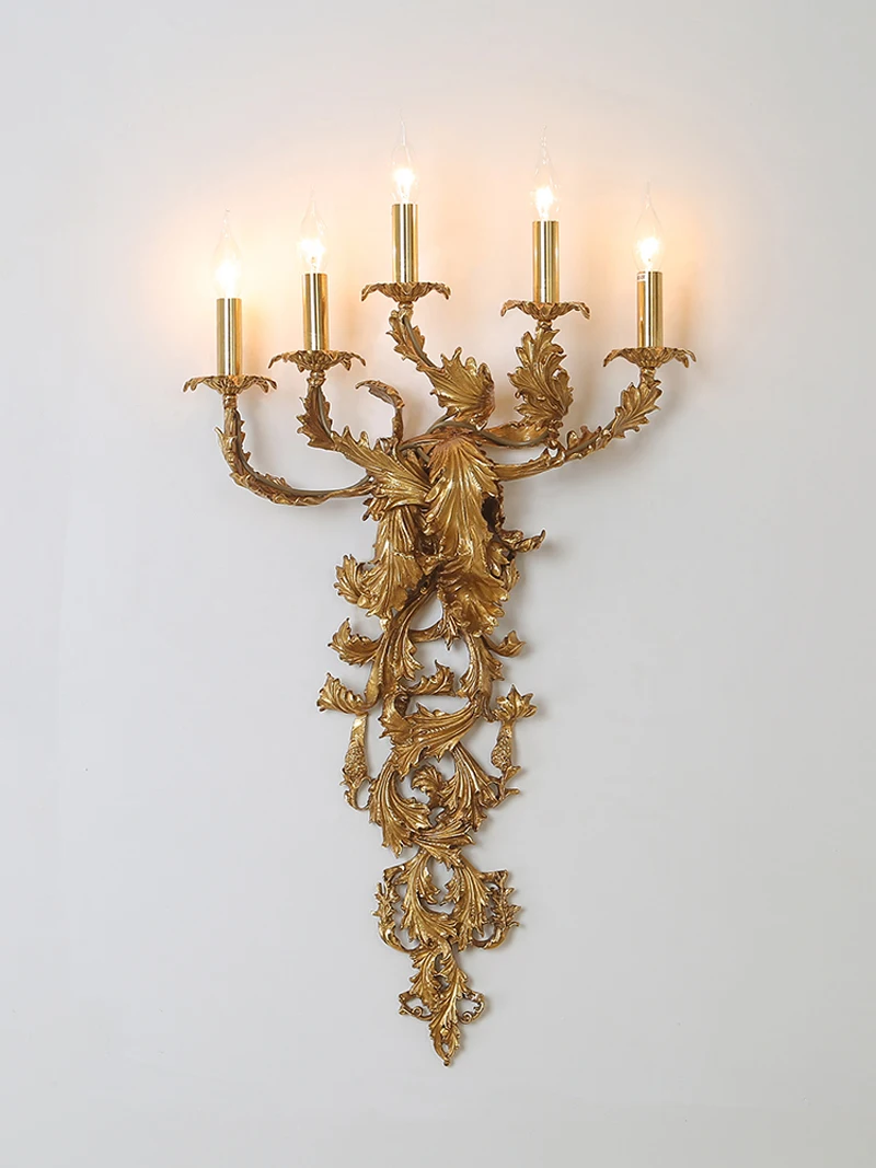 Royal Palace Classical Sconce Copper Art Bronze Wall Lamp Brass Wall Lights Corridor Luxurious Lighting Veranda Aisle Bathroom