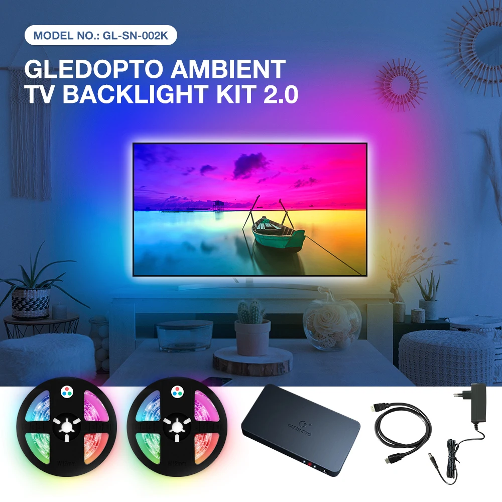 

Gledopto Smart Wireless Ambient TV Backlights HDMI-Compatible Sync Box RGBIC LED Strip Light Kit For TV Screen Decoration Xbox