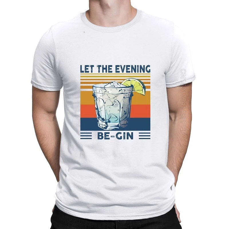 t shirt summer printed sweatshirt Martini Cocktail Let The Evening Be Gin Funny Vintage Men's T-Shirt Cotton Tee