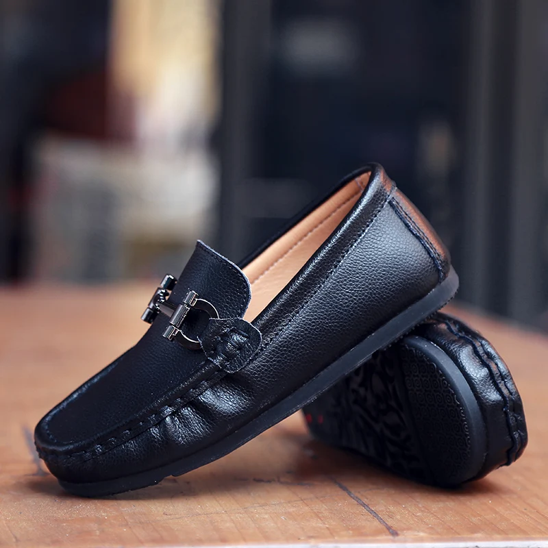 Zapatos planos informales de cuero genuino para niños y niñas, mocasines blancos suaves para bebés