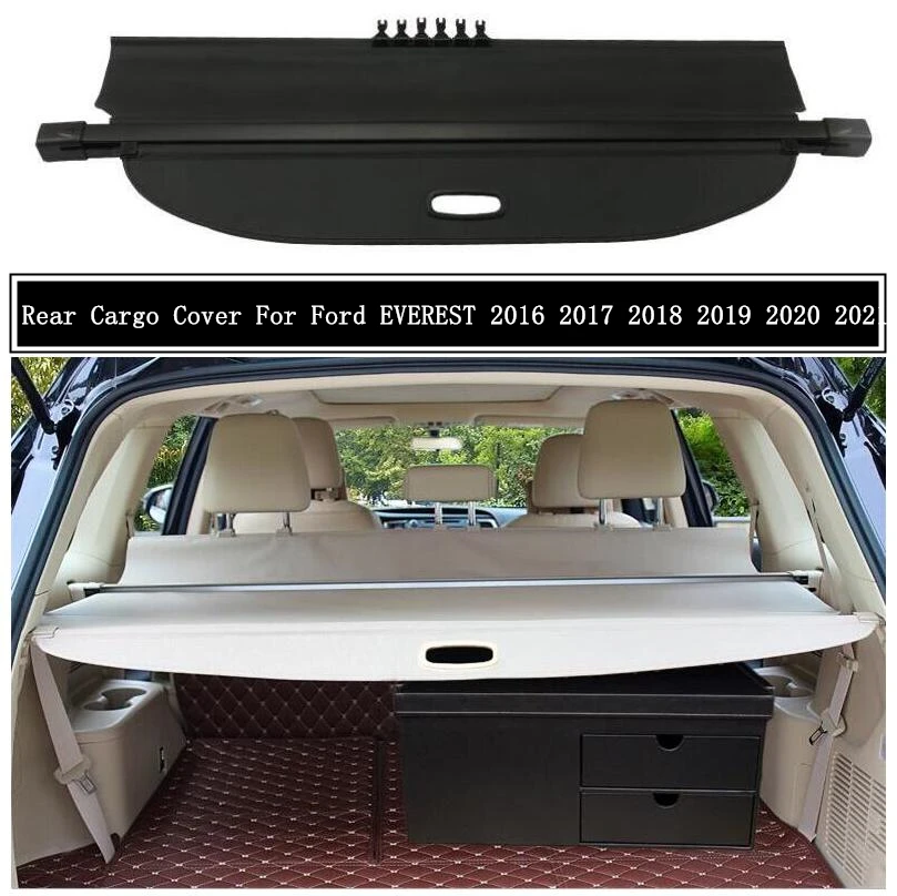 

Rear Cargo Cover For Ford EVEREST 2016 2017 2018 2019 2020 2021 Partition Curtain Screen Shade Trunk Security Shield Accessories