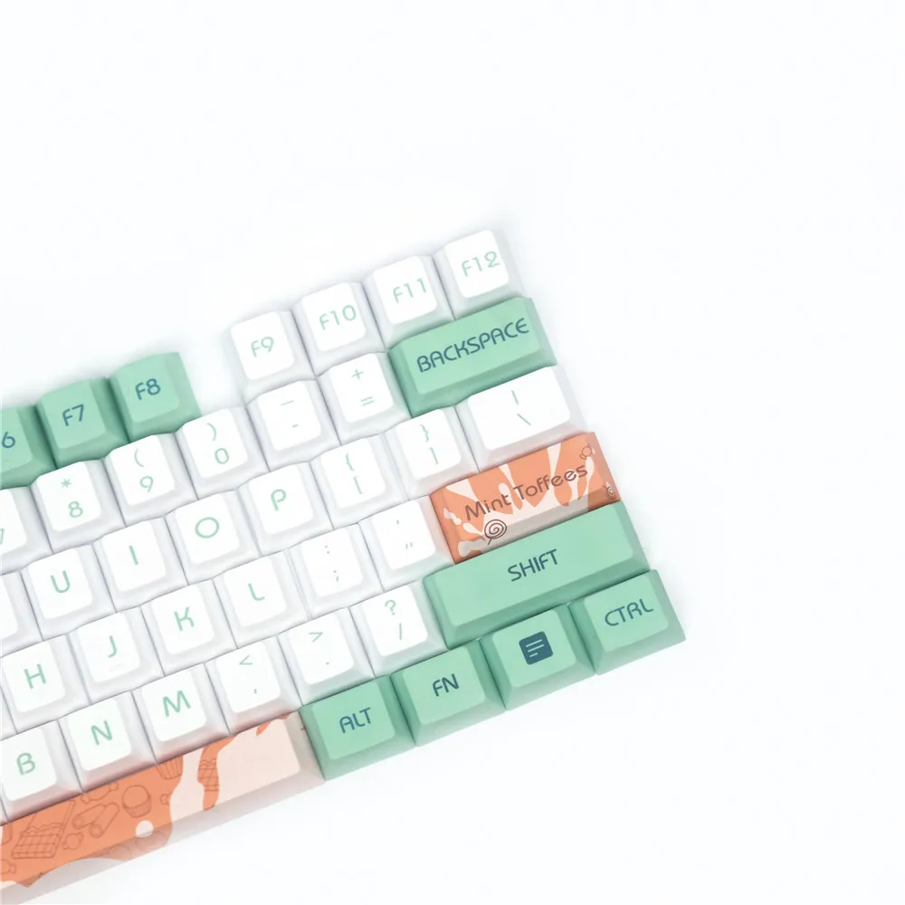 Teclas originales Mint Toffee, teclas de teclado mecánico PBT, tapa de tecla, tinte de perfil de cereza, sublimación personalizada