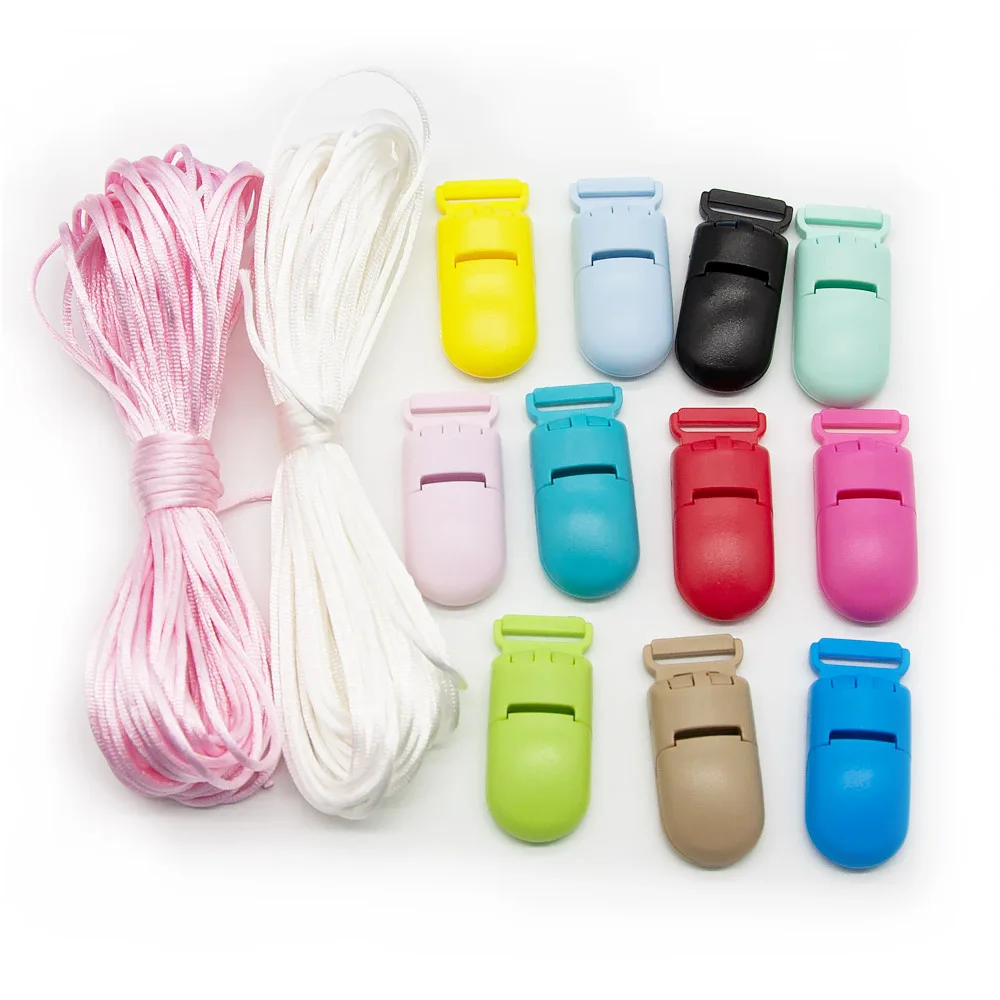 Cute-idea Baby Teether Accessories Plastic Clip Colorful Nylon Cord DIY For Baby Silicone Teething Necklace Pacifier Clips Tool