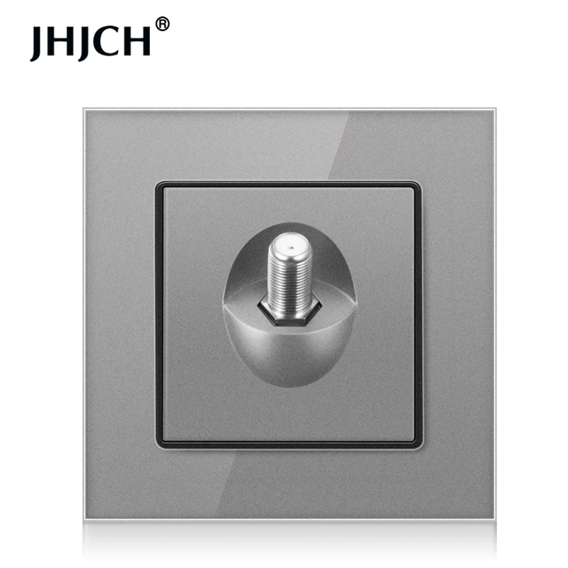 JHJCH-satellite socket, tempered glass crystal panel, 1 group, 2 groups, white, black, gold, gray