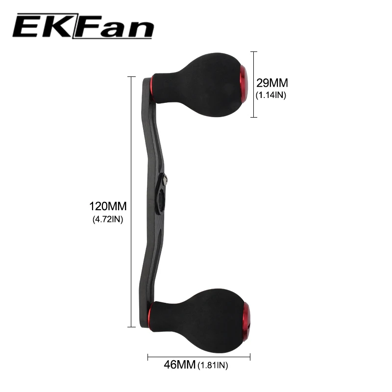 EKFan  Black EVA Knob With Length121mm 8*5mm Hole Carbon Fiber Fishing Reel Handle For Baitcasting Fishing Reel Rocker
