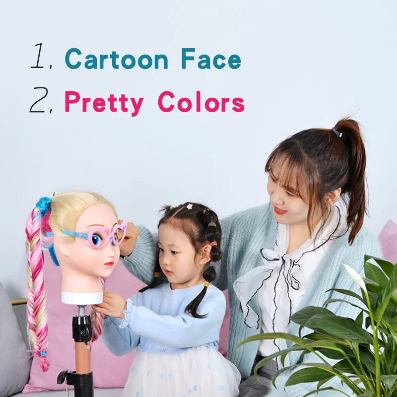 Cartoon Mannequin Head For Hair Training Styling Professional Hairdressing Cosmetology Dolls Head For Hairstyles