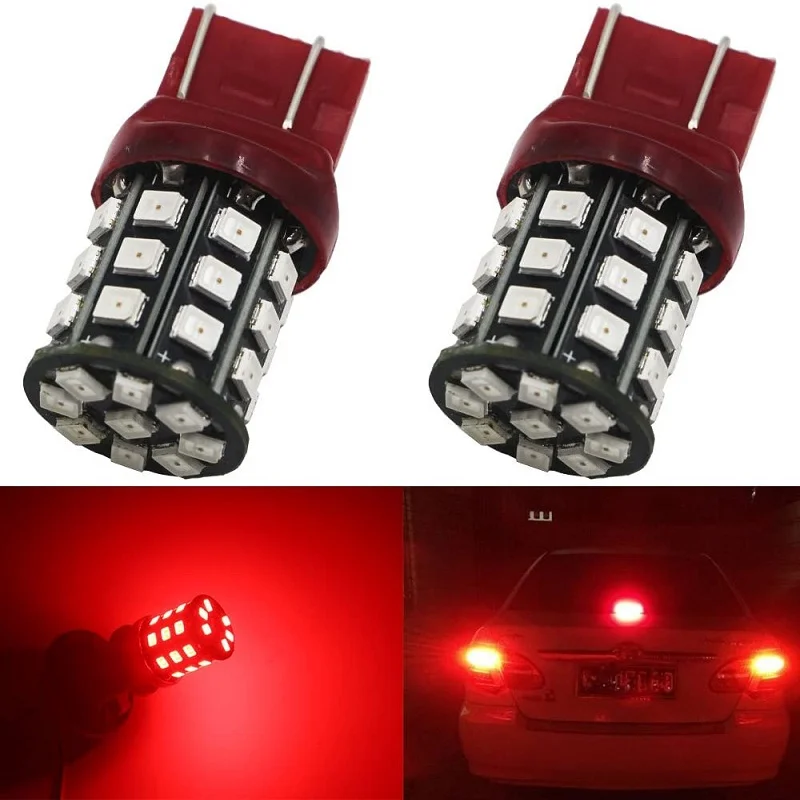 100pcs 3157 3156 T25 33 SMD 2835 LED Amber Yellow Turn Signal White P27W Car Bulbs Red P27/7W Car Light Source Lamp