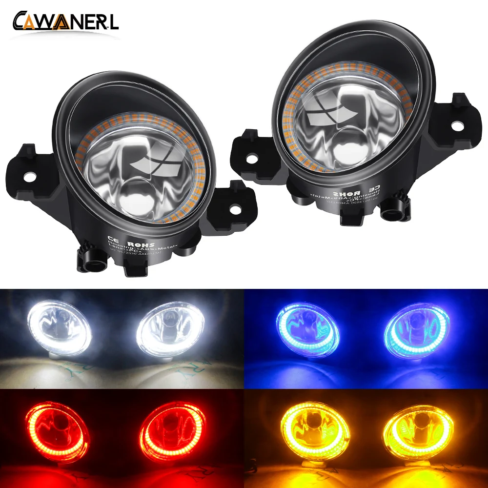 Car Right + Left Fog Light Assembly Halo Ring Daytime Running Lamp Angel Eye DRL 20W H11 12V For Infiniti QX60 JX35 M35 M45 G37