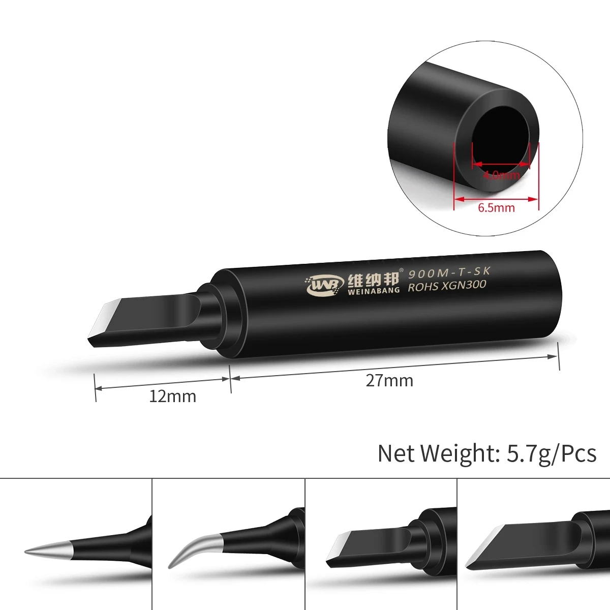 WNB Lead-Free Anti-Static Black Soldering Iron Tip Inside Heat Welding Head BGA Repair Rework Tools For 900M-T Soldering Station