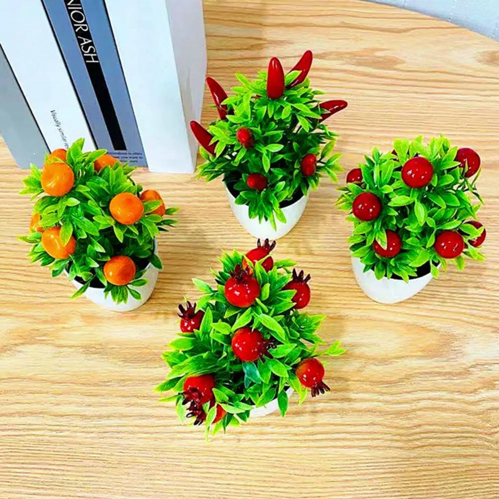 80%HOTChristmas Decorations Faux Candied Fruits Mini Orange Pomegranate Tree Window Sill Decoration Home Decor Accessories