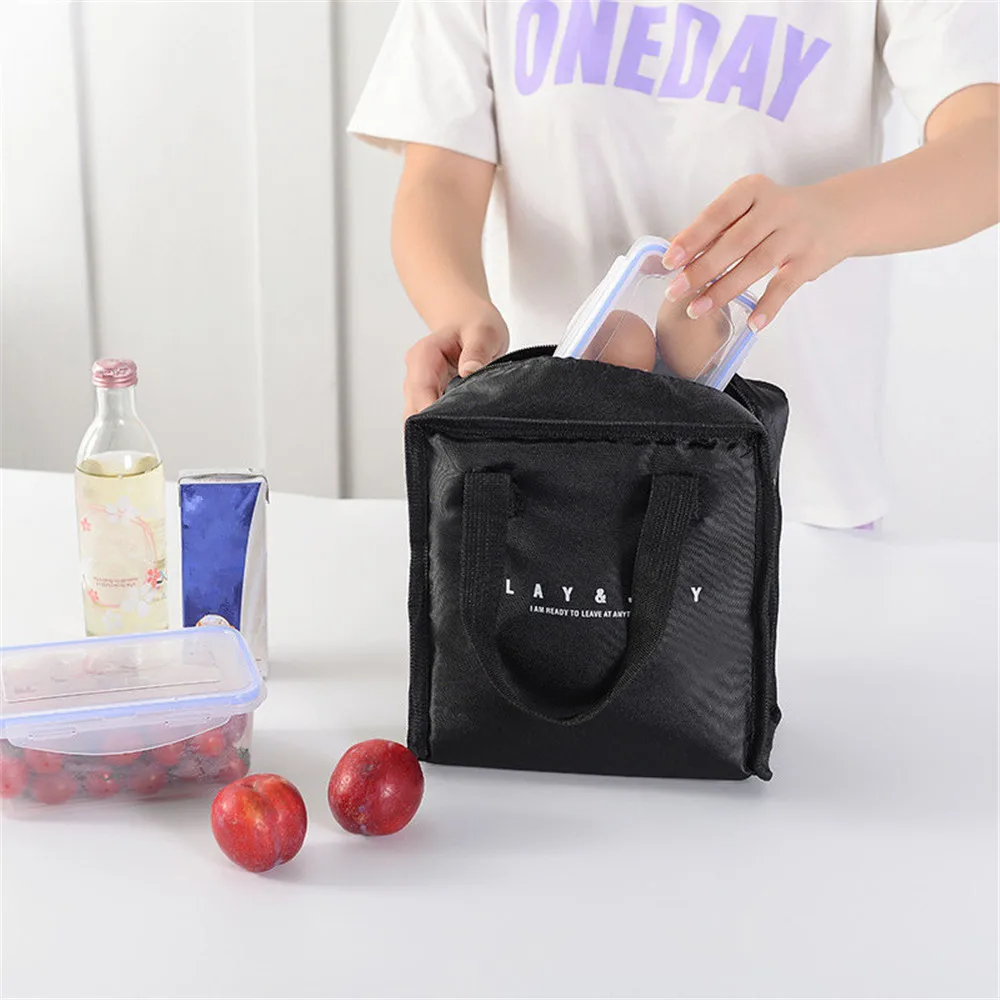 Portable Folding Lunch Bag Tote Bags Women Handbag Organizer Lunch Box Lunch Storage Container Food Carrying Bags Lancheira