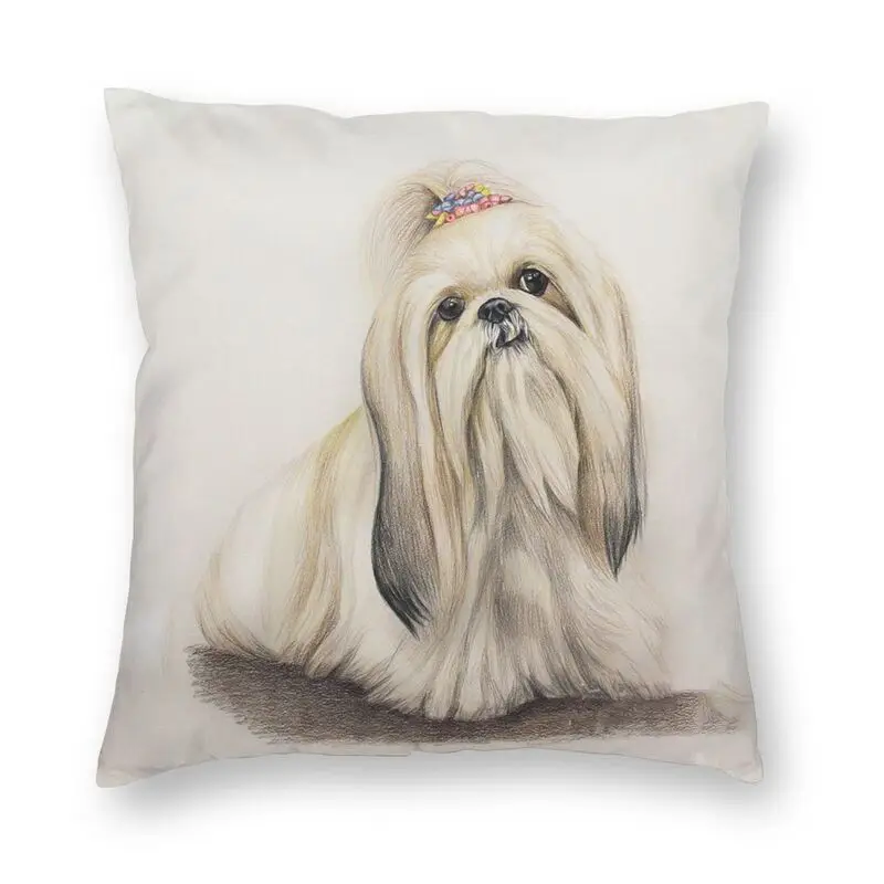 

Cute Shih Tzu Puppy Pillow Cover Home Decorative Dog Animal Cushion Cover Throw Pillow for Living Room Double-sided Printing