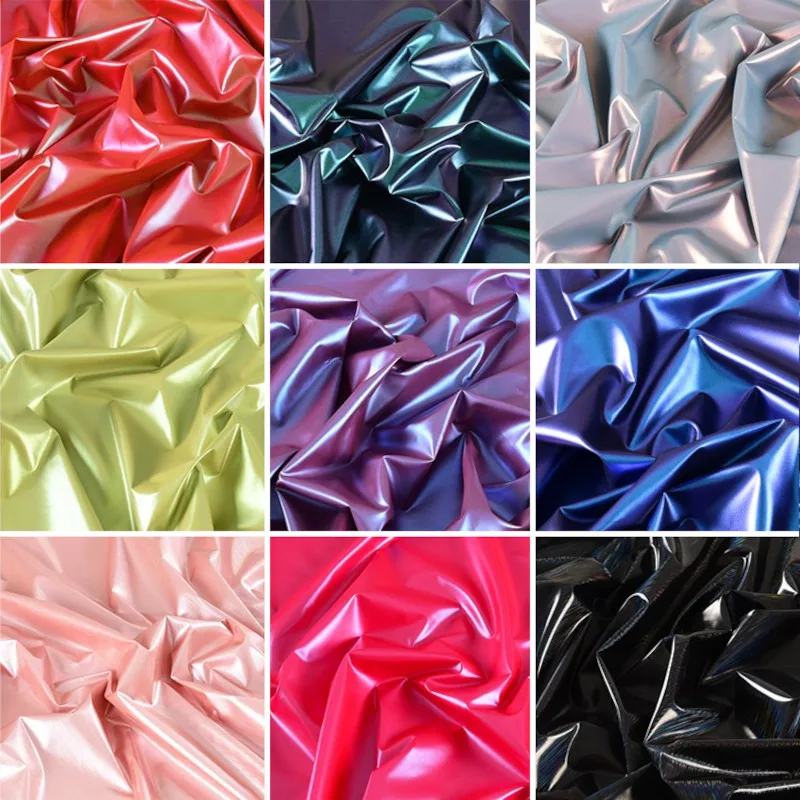 3/5/10m Metallic Multicolor PU Coated Faux Leather Fabric Waterproof Down Jacket Fabric Sewing Cloth By the Meter