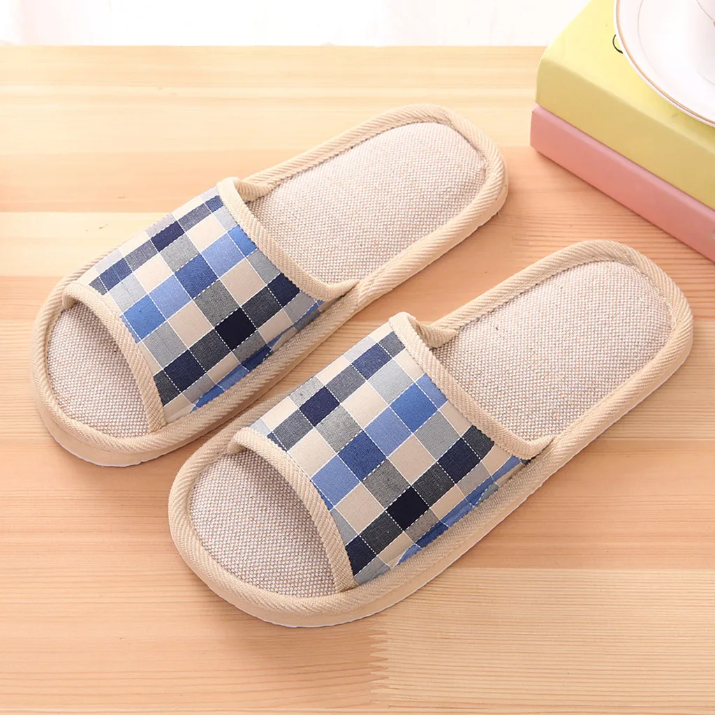 Men Home Slippers Fashion Casual Couples Gingham Home Slippers Indoor Floor Flat Shoes zapatilla casa hombre тапочки