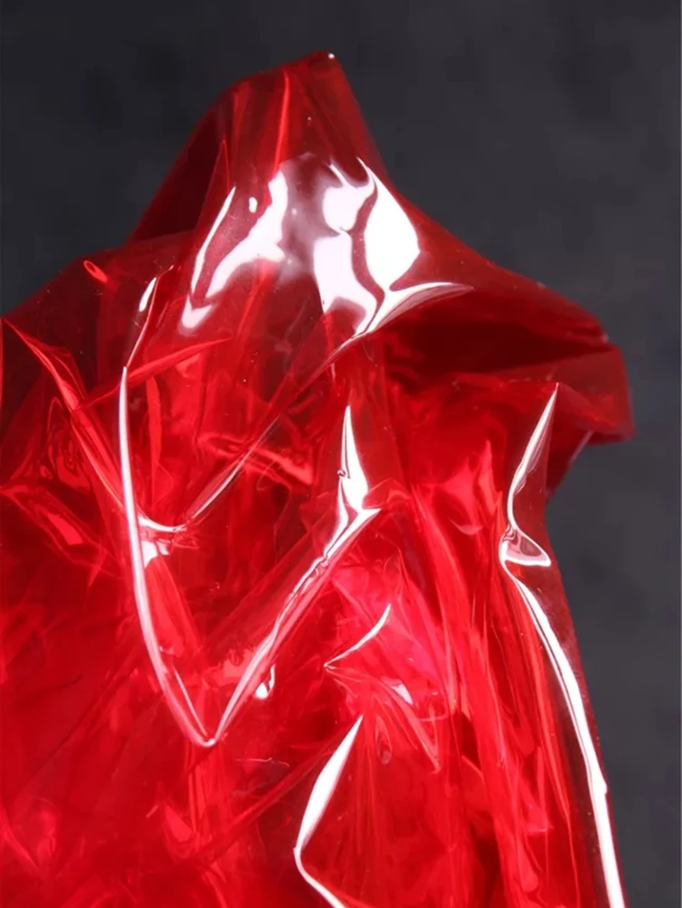 0.2mm TPU Fabric PVC Red Liquid Film Waterproof DIY Crystal Bag Raincoat Plastic Stage Decor Clothes Designer Fabric