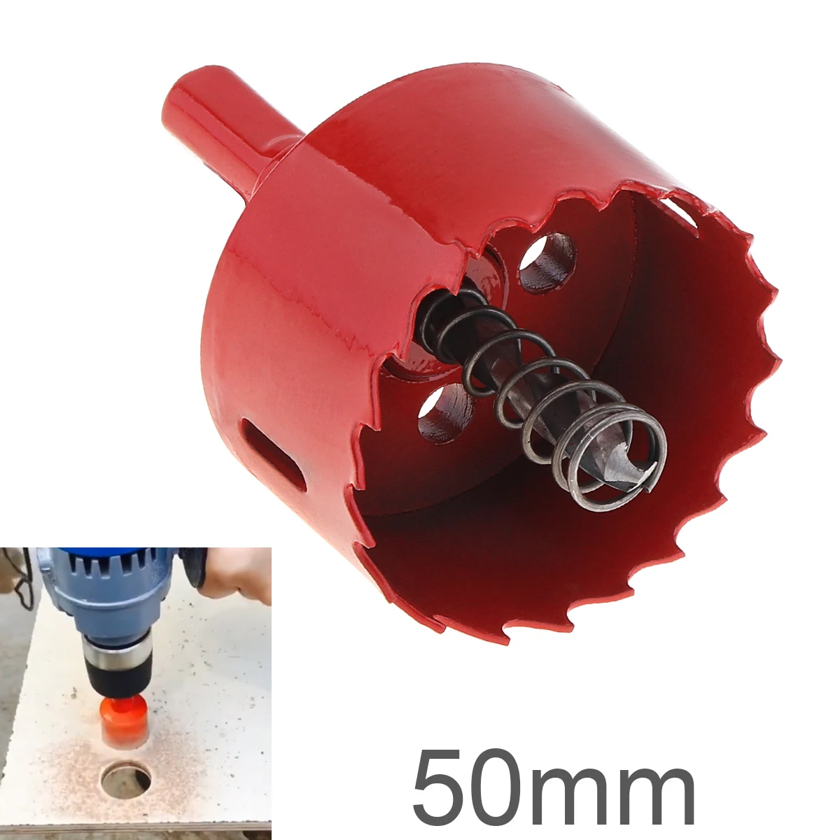 50mm M42 Bi-Metal Hole Saw Drilling Hole Cut Tool with Sawtooth and Spring Wood Drilling for PVC Plate / Woodworking