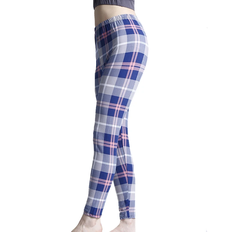 CHSDCSI moda donna Plaid stampa Legging pantaloni da Fitness Sexy a vita alta griglia leggings elasticizzati allenamento pantaloni elasticizzati