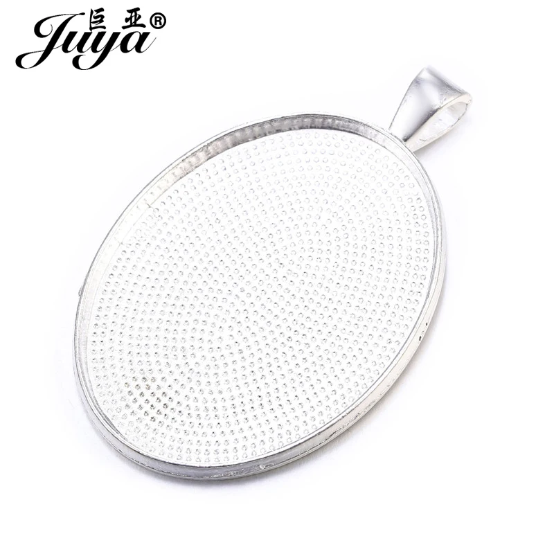 Bandeja de configuração oval para colar com pingente, acessórios para fazer joias feitas à mão 40x30mm de vidro