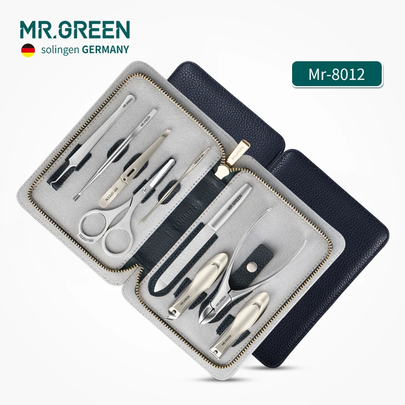 MR.GREEN  High quality  Stainleess Steel grooming kit 9 in 1 nail clipper set Cowhide  package Manicure  nail care good gift