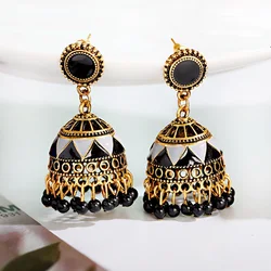 Ethnic Black Geometric Gold Color Bell Turkish Earring Women Vintage Fantasy Earrings Indian Jewelry Boucles D'oreille